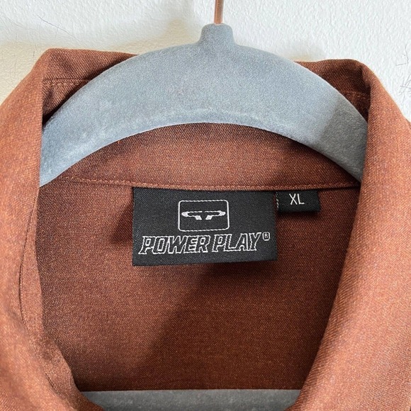 Power Play Men's Button Up Front Shirt XL Brown Heavyweight Long Sleeve NWOT - Picture 5 of 7